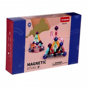 Конструктор магнитный для малышей «Магические палочки», 36 деталей