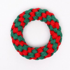 Игрушка канатная "Новогоднее кольцо", до 12 см, до 85 г, зелёная/красная