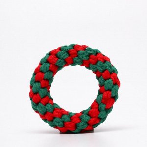 Игрушка канатная "Новогоднее кольцо", до 12 см, до 85 г, зелёная/красная