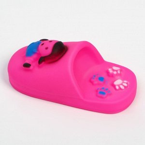 Игрушка пищащая "Тапок" для собак, 10 см, розовая