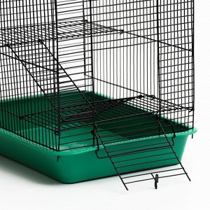 Клетка для грызунов "Пижон" №3-1, с 2-я этажами, без наполнения, 33х24х28 см, зеленый микс