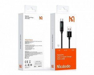 Кабель McDodo CA-8690 LED Type-C - USB черный, 6А, 1,2м