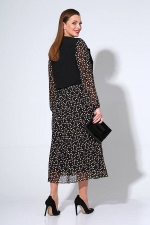 Платье, Жилет / Liona Style 813 черный/горох