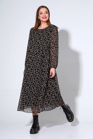 Платье, Жилет / Liona Style 813 черный/горох