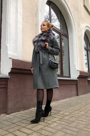 Пальто / Мехофф Ксения110.02-36 серый+гусиная_лапка