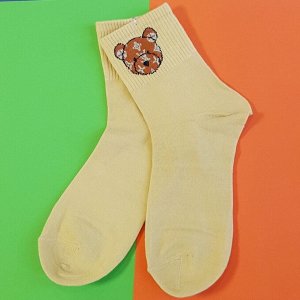 Длинные носки XINMEILIN, хлопок 80%, размер 36-39, жёлтые, арт.37.0733