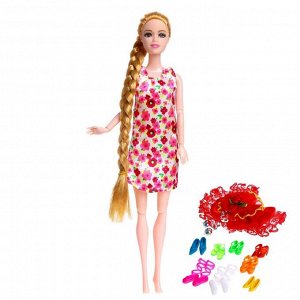 Кукла модель шарнирная «Тина» в платье, с аксессуарами, МИКС