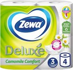 Бумага туалетная &quot;Zewa Delux&quot; 3-х сл. ромашка/цветы*4 (втулка не смывается)