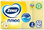 Бумага туалетная &quot;Zewa Plus&quot; 2-х сл. Ромашка* 12 (втулка не смывается)