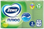 Бумага туалетная &quot;Zewa Plus&quot; 2-х сл. Яблоко* 12 (втулка не смывается)