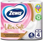 Бумага туалетная &quot;Zewa Ultra Soft&quot;  4-х сл. 4 шт (втулка не смывается)