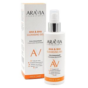 "ARAVIA Laboratories" Гель очищающий с АНА и ВНА кислотами AHA&BHA Cleansing Gel, 150 мл/15