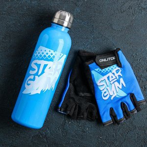 Набор для тренировок «Спортзал»: бутылка 600 мл, перчатки р-р L