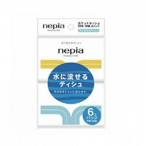 NEPIA/ "Premium Soft" Бумажные двухслойные носовые платки (водорастворимые) 10 шт./уп. (упаковка 6 шт.) 1/48