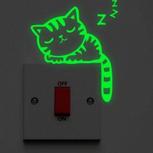Наклейка светящаяся на выключатель "Котик" (2541)