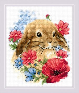 Набор для вышивания крестом Кролик в цветах