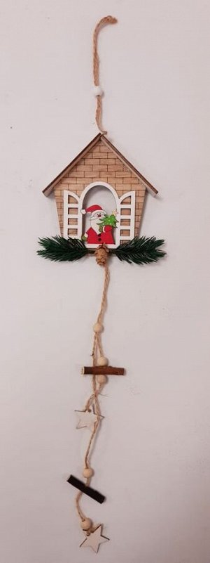 Подвесное деревянное украшение "Домик Деда Мороза"