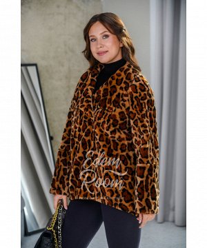 Леопардовая куртка - дублёнка для межсезонья Артикул: BT-445-80-LP