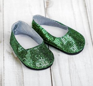 Туфли для куклы «Блёстки - кругляши», длина стопы: 7 см, цвет зеленый