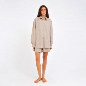 Пижама женская (сорочка, шорты) MINAKU: Home collection цвет бежевый, р-р 42
