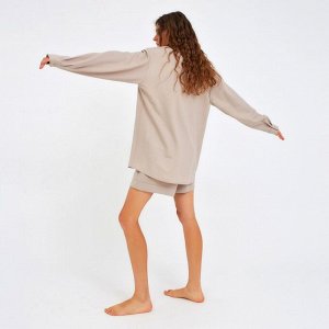 Костюм женский (сорочка, шорты) MINAKU: Home collection цвет бежевый, р-р 42