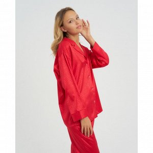Пижама, женская, (рубашка, брюки), KAFTAN, "Леопард", красный.