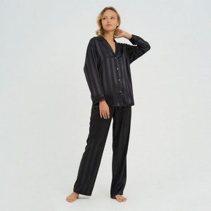 Пижама женская (рубашка, брюки) KAFTAN "Полоска", черный, р.40-42