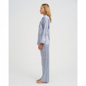 Пижама женская (рубашка, брюки) KAFTAN &quot;Полоска&quot;, серо-голубой, р.48-50