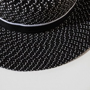 Шляпа женская MINAKU с чёрной лентой, цвет темно-серый, p-p 56-58