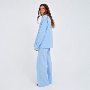 Пижама женская (сорочка, брюки) MINAKU: Home collection цвет голубой, р-р 48