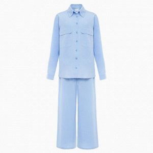 Пижама женская (сорочка, брюки) MINAKU: Home collection цвет голубой, р-р 46