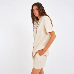 Пижама женская (рубашка, шорты) MINAKU: Home collection цвет бежевый, размер 42