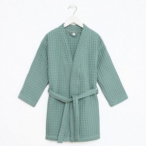 Халат вафельный детский Крошка Я "Boho" размер 30 (98-104 см) цвет мятный, 100% хлопок 290 г/м2