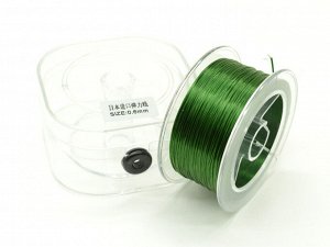 Силиконовая нить (спандекс) в контейнере, диаметр 0,6мм, катушка 40м, цв.зеленый темный