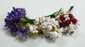 Бутоньерка ягоды-тычинки на проволоке 10шт в связке