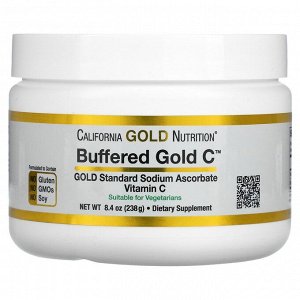 California Gold Nutrition, Buffered Gold C, некислый буферизованный витамин C в форме порошка, аскорбат натрия, 238 г (8,4 унции)