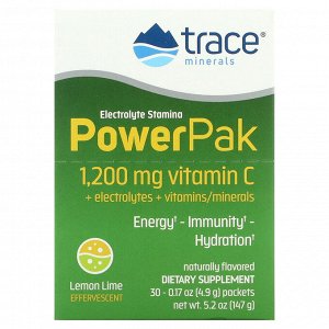 Trace Minerals Research, Electrolyte Stamina PowerPak, Лимонный лайм, 30 пакетов по 0,17 унции (4,9 г) каждый