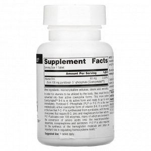 Source Naturals, Ферментированный витамин B6, 100 мг, 60 таблеток