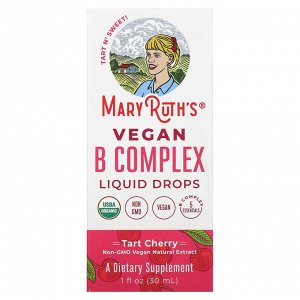 MaryRuth Organics, Vegan B Complex Liquid Drops, вишня, 30 мл (1 жидк. Унция)