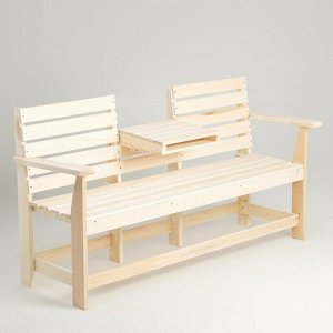 Скамейка, 160×60×90см, из липы, с выдвижным столиком, "Добропаровъ"