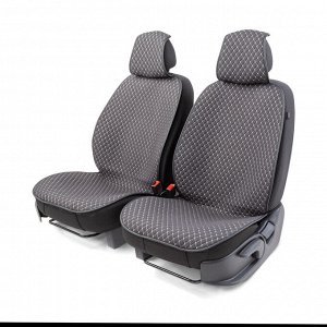 Накидки на передние сиденья CarPerformance, 2 шт. материал  fiberflax (мягкий лен), мелкое плетение, прострочка ромб, поролон 10 мм., противоскользящая подкладка , серый