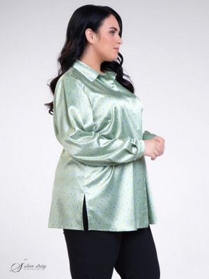 Блузка Элегантная блуза прямого силуэта выполнена в стиле Easy-chiс из шелковистой смесовой ткани. Модель с длинным втачным рукавом на манжете. Воротник рубашечный, на стойке. На полочке обработана су