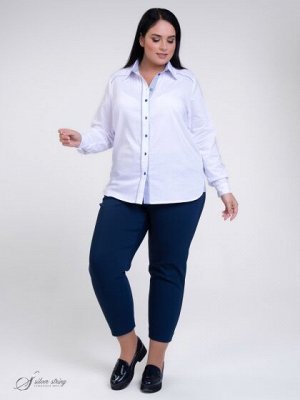 Блузка Современная блуза-рубашка полуприлегающего силуэта выполнена из эластичной ткани с высоким содержанием хлопка. В качестве отделки использованы элементы из ткани в мелкую полоску. Модель с рубаш