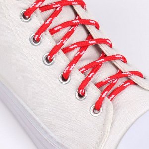 ONLITOP Шнурки для обуви, пара, круглые, 5 мм, 120 см, цвет красный/белый
