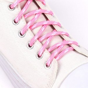 ONLITOP Шнурки для обуви, пара, круглые, 5 мм, 120 см, цвет розовый/белый