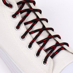 Шнурки для обуви, пара, круглые, 5 мм, 120 см, цвет чёрный/красный