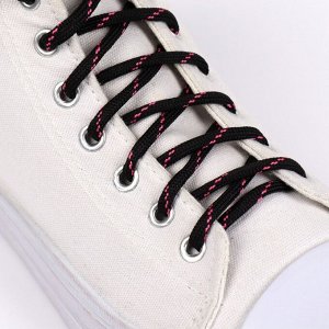 ONLITOP Шнурки для обуви, пара, круглые, 6 мм, 120 см, цвет чёрный/розовый
