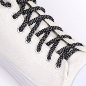 Шнурки для обуви, пара, круглые, d = 6 мм, 120 см, цвет серый/чёрный