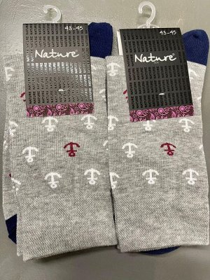 Nature Socks Носки мужские серые с рисунком якоря
