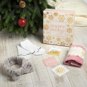Подарочный набор новогодний "Happy holidays" полотенце и акс